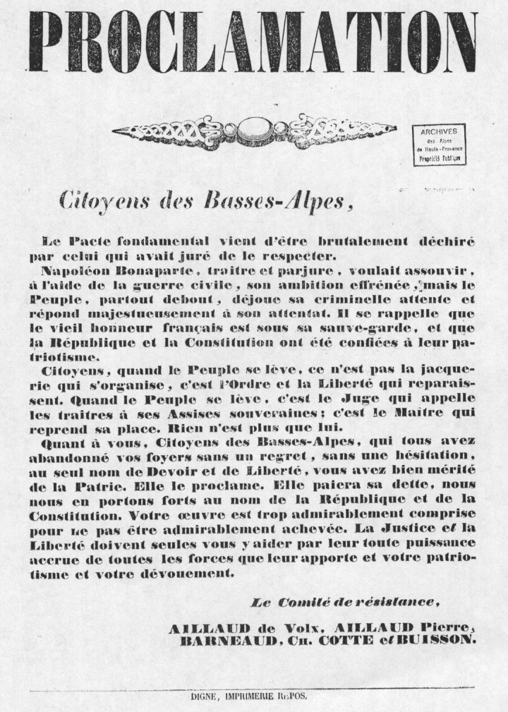 Appel du Comité de Résistance des Basses Alpes.